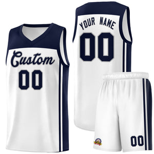 Custom White Navy Classic Sets Sports Uniform Basketball Jersey