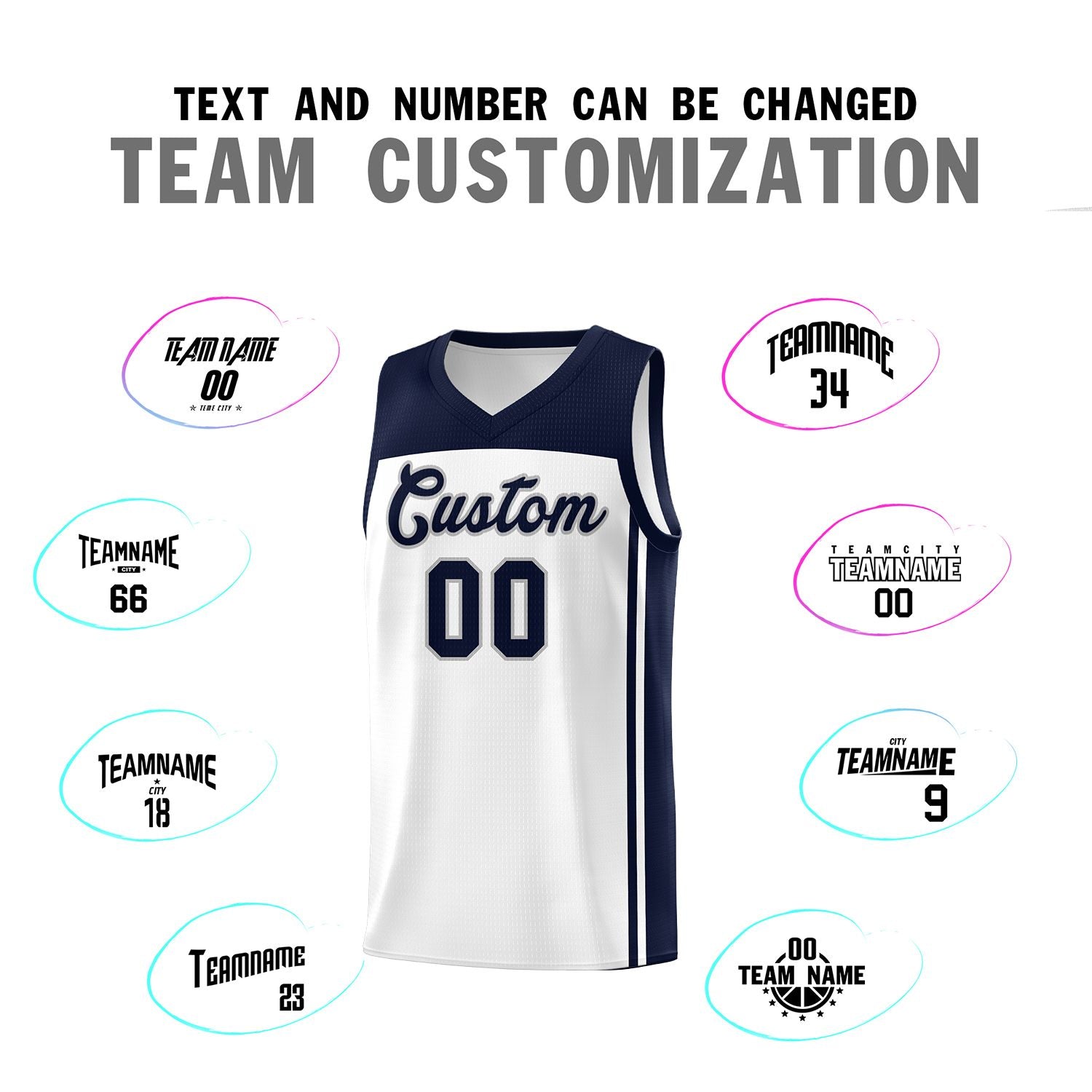 Custom White Navy Classic Sets Sports Uniform Basketball Jersey