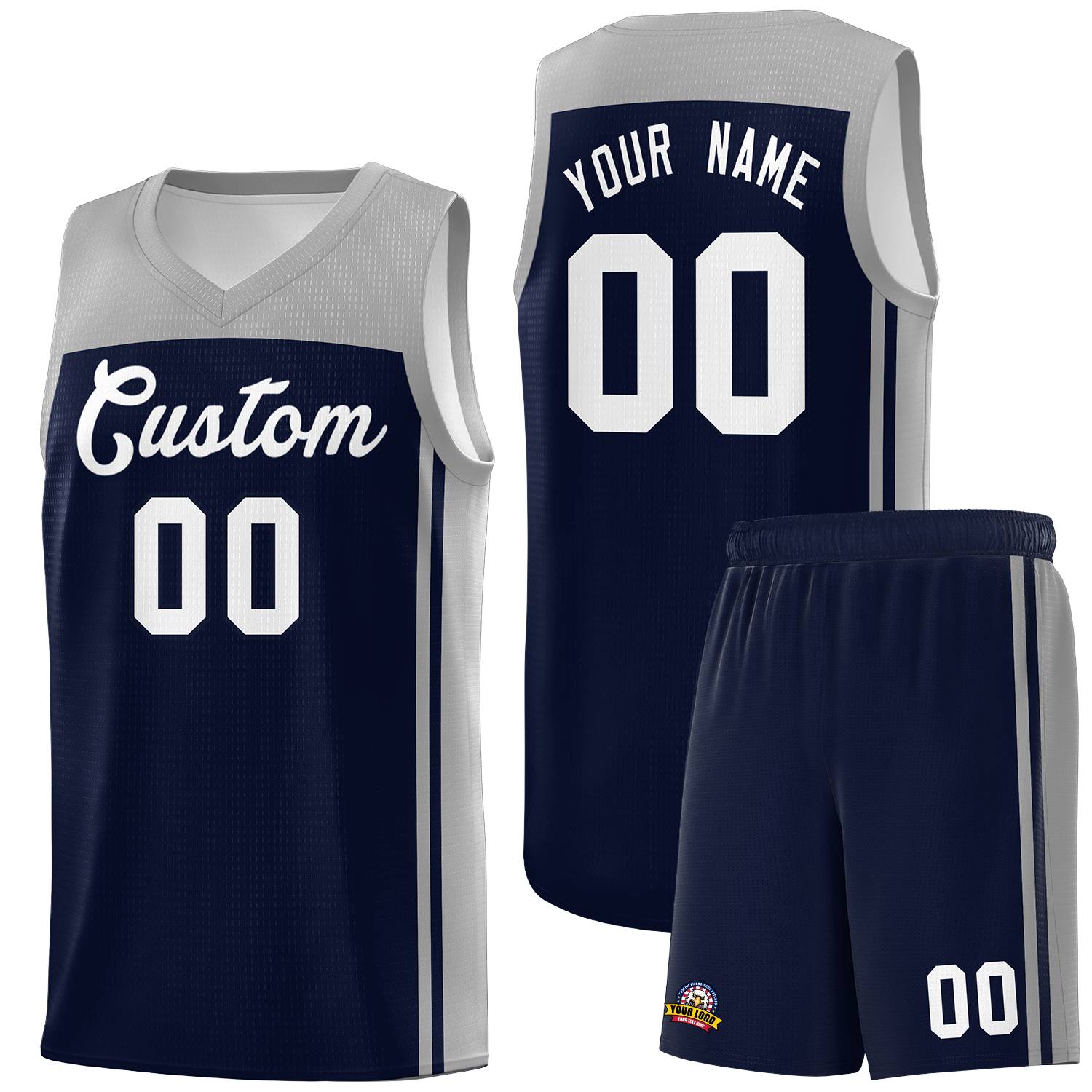 Custom Navy Grey Classic Sets Sports Uniform Basketball Jersey