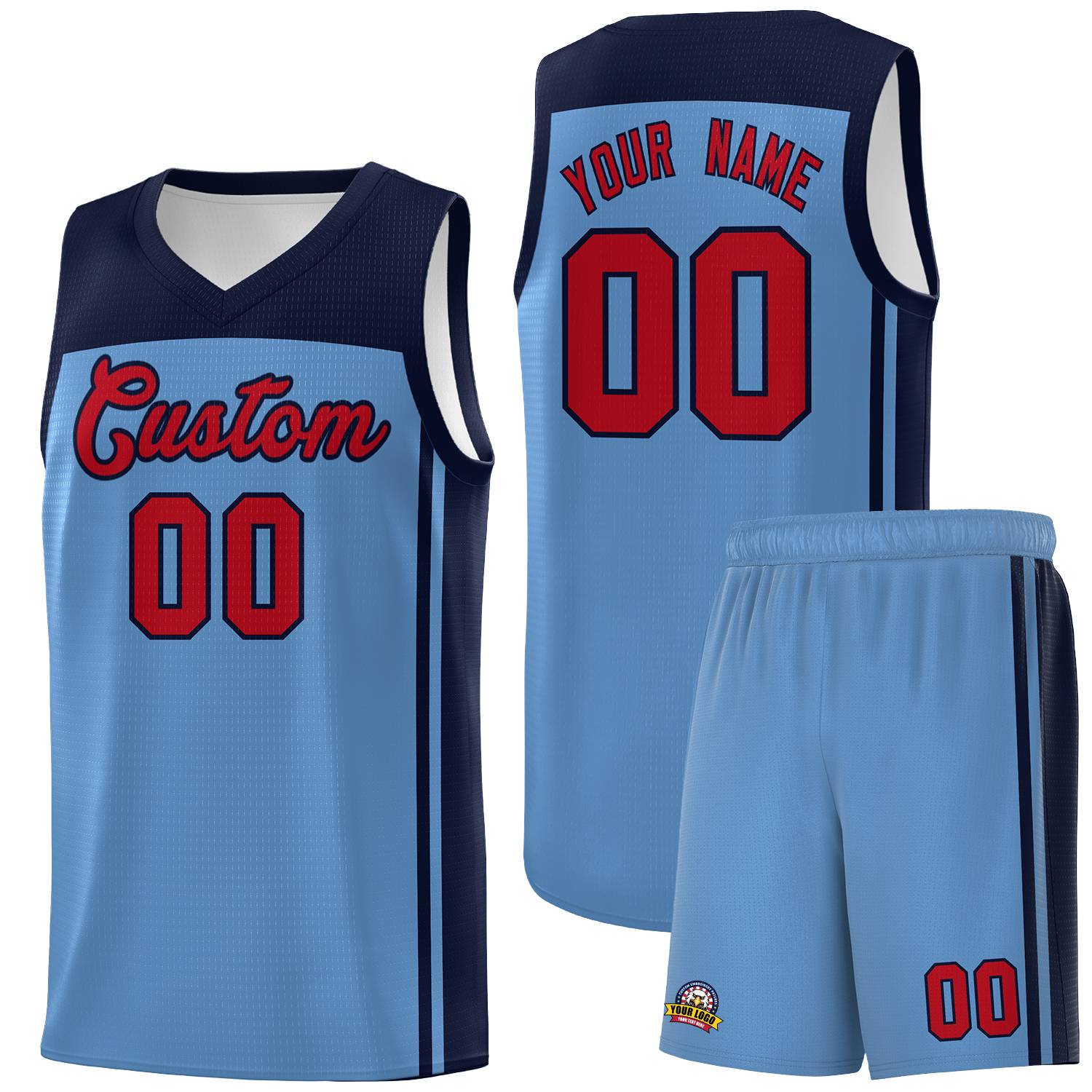 Custom Light Blue Navy Classic Sets Sports Uniform Basketball Jersey