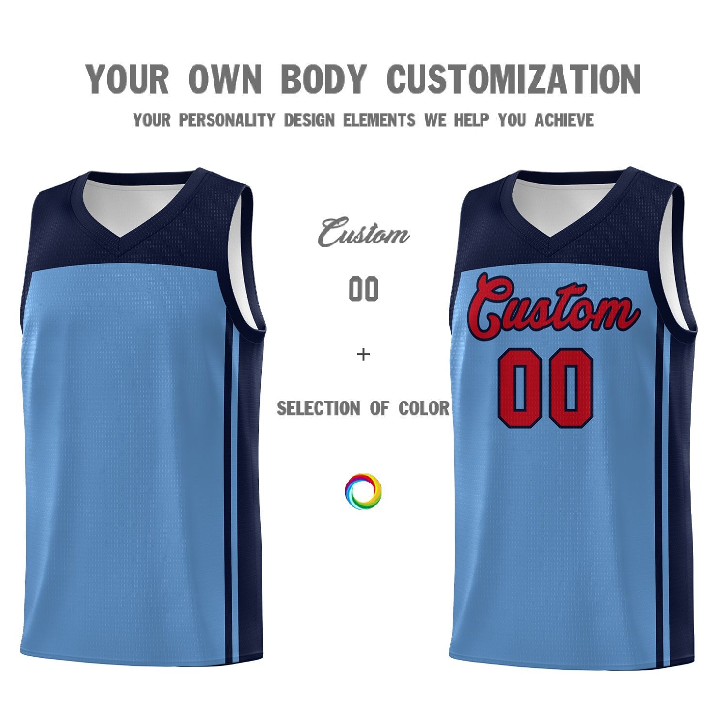 Custom Light Blue Navy Classic Sets Sports Uniform Basketball Jersey