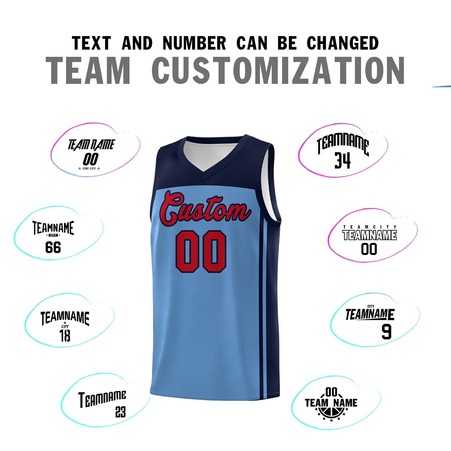 Custom Light Blue Navy Classic Sets Sports Uniform Basketball Jersey