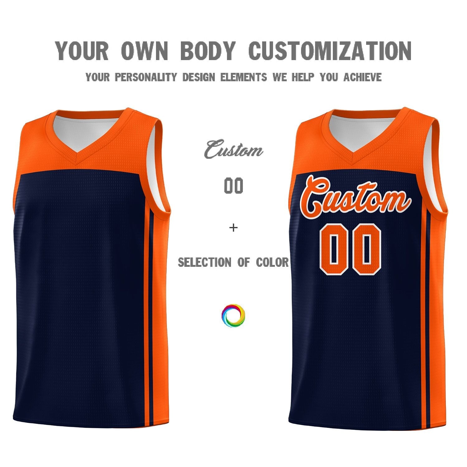 Custom Navy Orange Classic Sets Sports Uniform Basketball Jersey