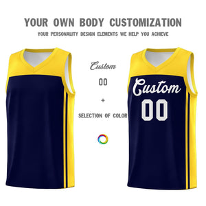 Custom Navy Gold Classic Sets Sports Uniform Basketball Jersey