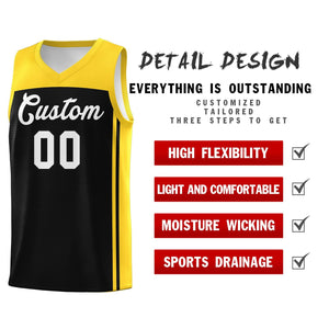 Custom Black Gold Classic Sets Sports Uniform Basketball Jersey