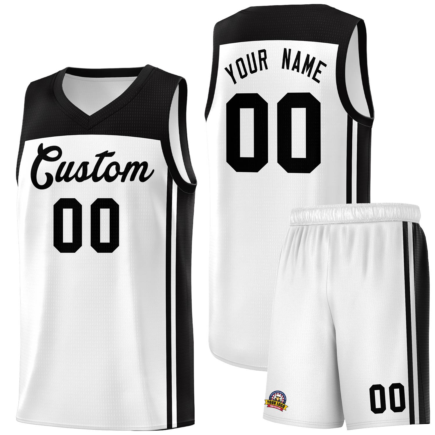 Custom White Black Classic Sets Sports Uniform Basketball Jersey