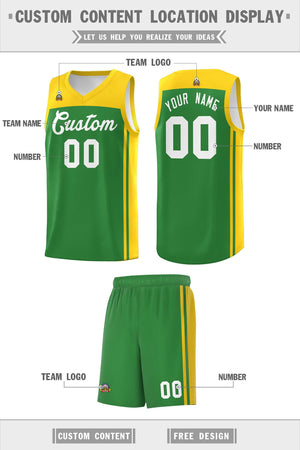 Custom Kelly Green Gold Classic Sets Sports Uniform Basketball Jersey