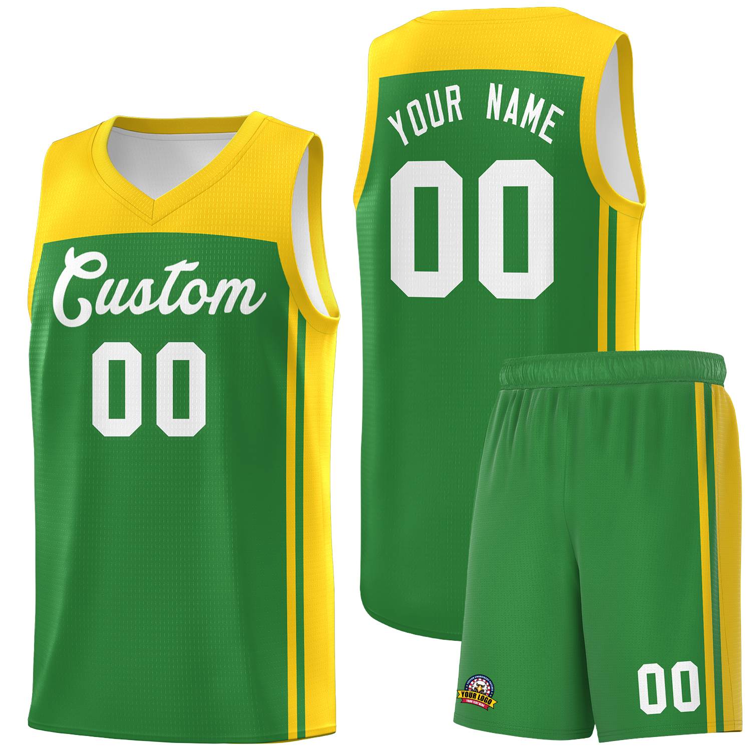 Custom Kelly Green Gold Classic Sets Sports Uniform Basketball Jersey