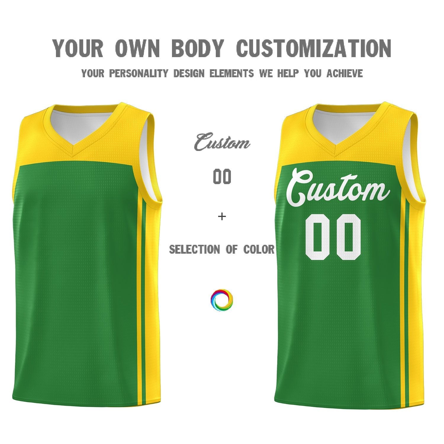 Custom Kelly Green Gold Classic Sets Sports Uniform Basketball Jersey