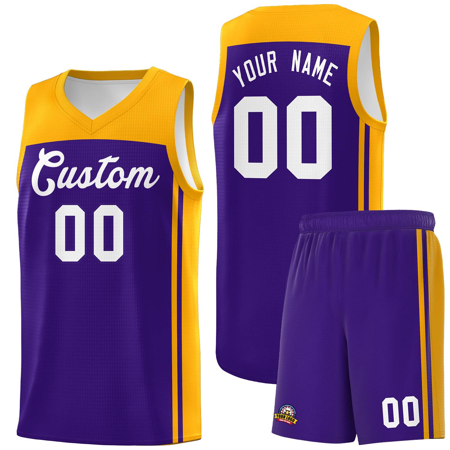 Custom Purple Yellow Classic Sets Sports Uniform Basketball Jersey