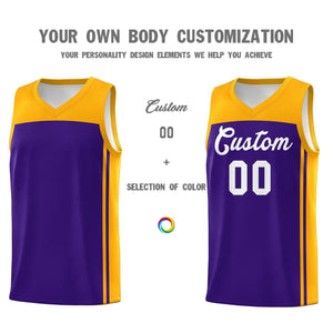 Custom Purple Yellow Classic Sets Sports Uniform Basketball Jersey