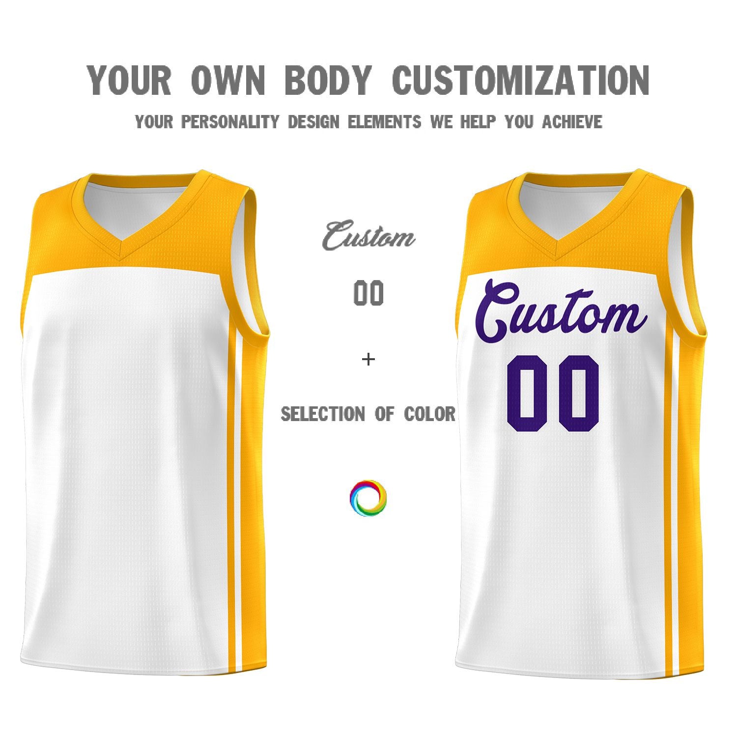 Custom White Yellow Classic Sets Sports Uniform Basketball Jersey