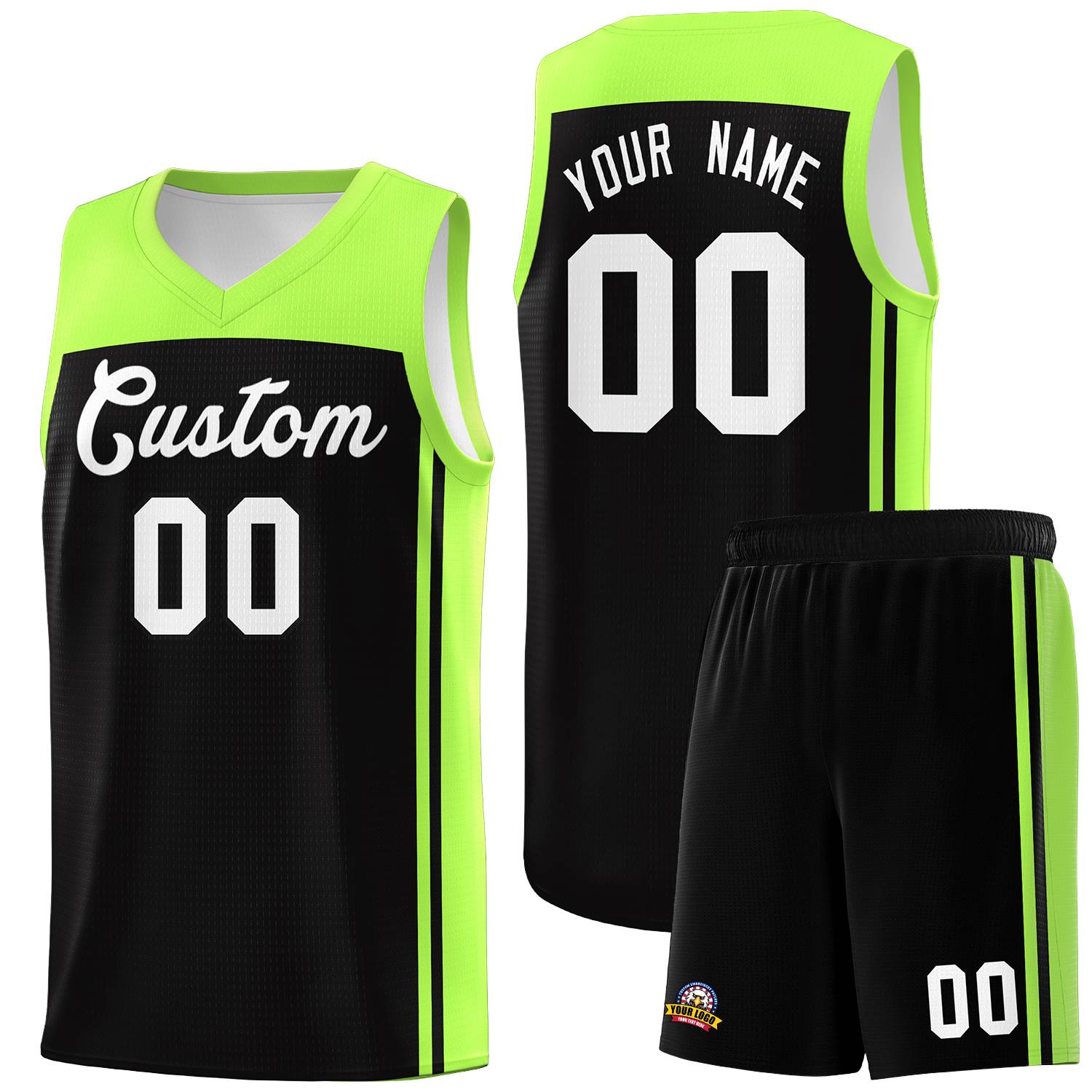 Custom Black Neon Green Classic Sets Sports Uniform Basketball Jersey