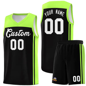 Custom Black Neon Green Classic Sets Sports Uniform Basketball Jersey