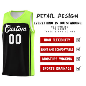 Custom Black Neon Green Classic Sets Sports Uniform Basketball Jersey