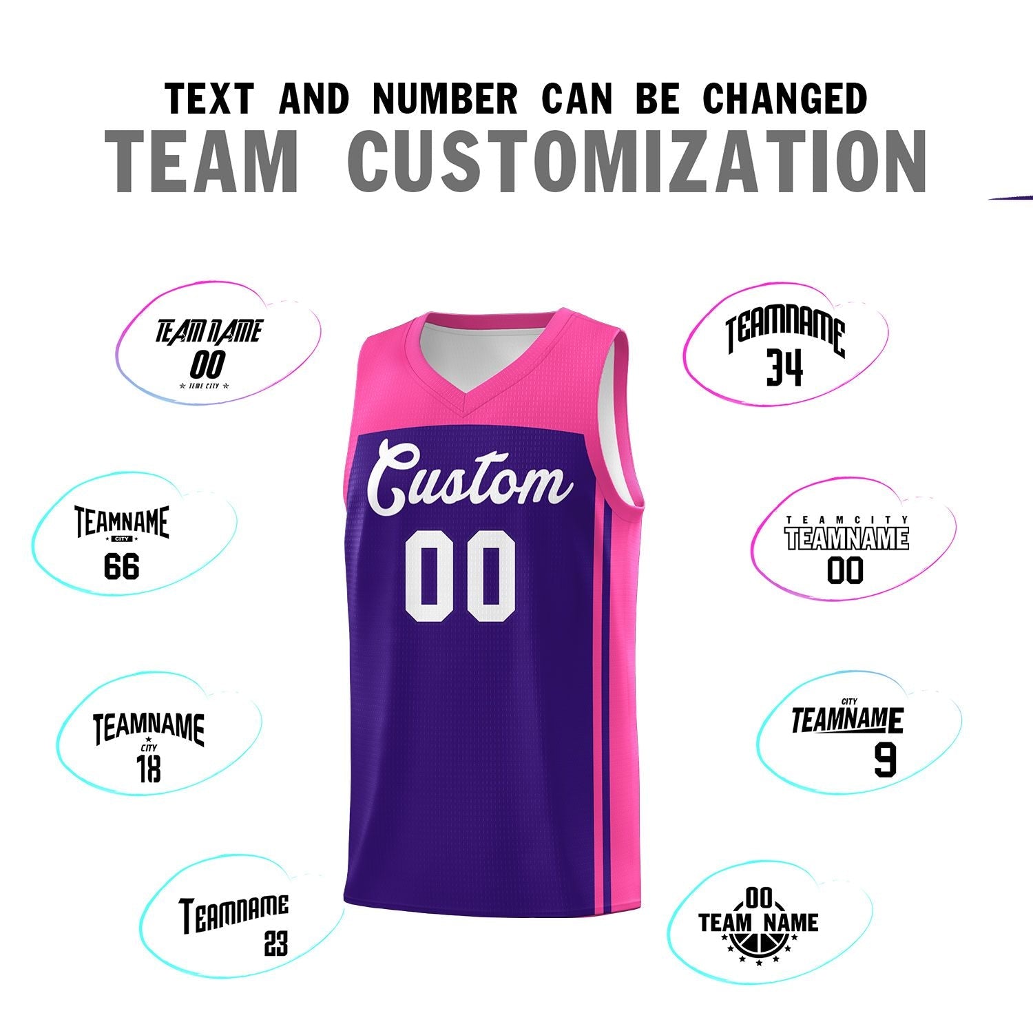 Custom Purple Pink Classic Sets Sports Uniform Basketball Jersey