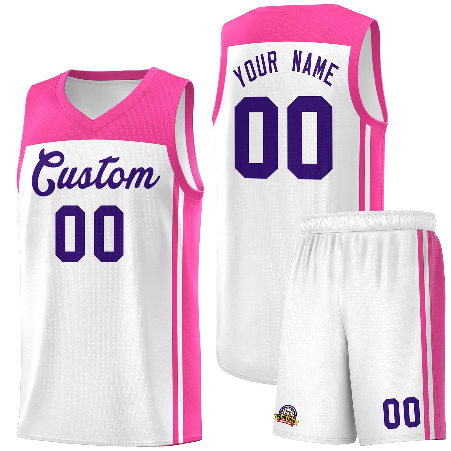 Custom White Pink Classic Sets Sports Uniform Basketball Jersey