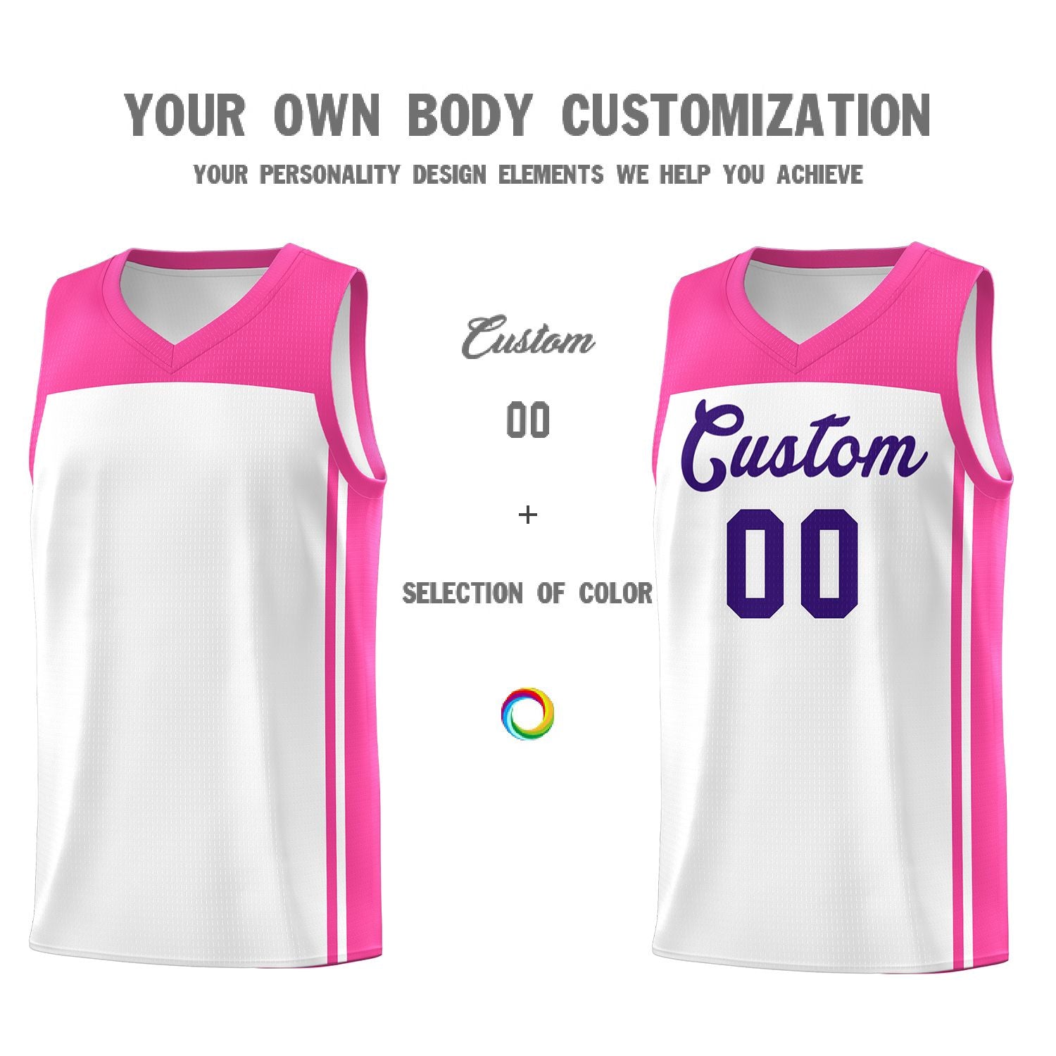 Custom White Pink Classic Sets Sports Uniform Basketball Jersey