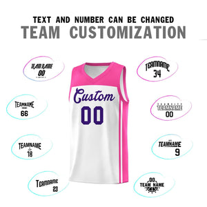 Custom White Pink Classic Sets Sports Uniform Basketball Jersey