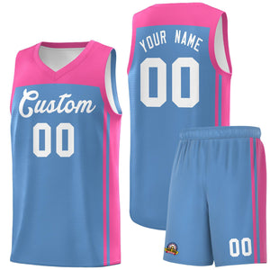 Custom Light Blue Pink Classic Sets Sports Uniform Basketball Jersey