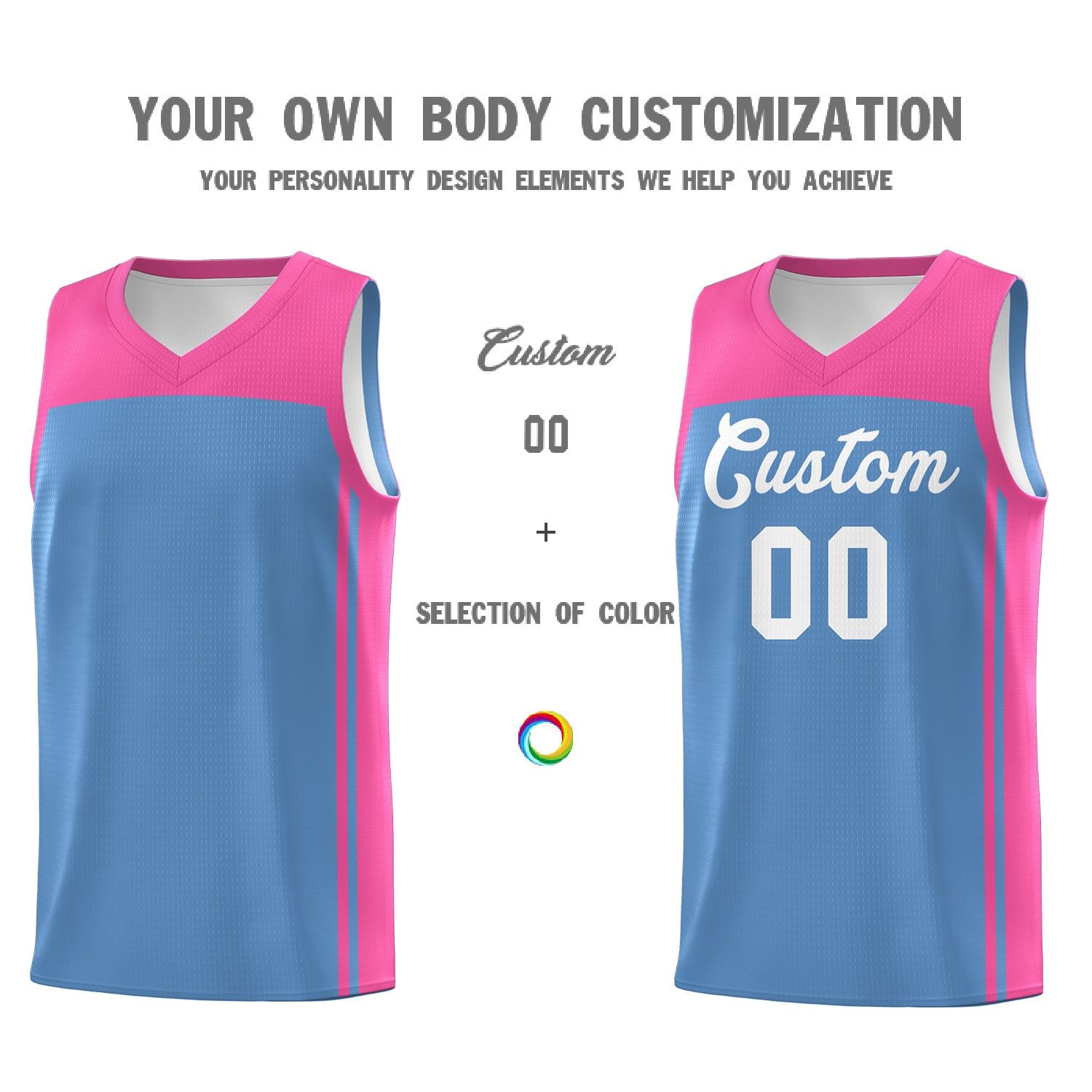 Custom Light Blue Pink Classic Sets Sports Uniform Basketball Jersey