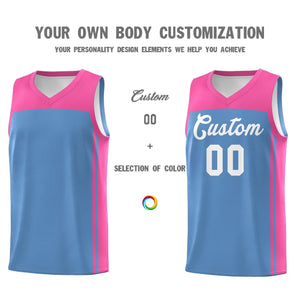 Custom Light Blue Pink Classic Sets Sports Uniform Basketball Jersey