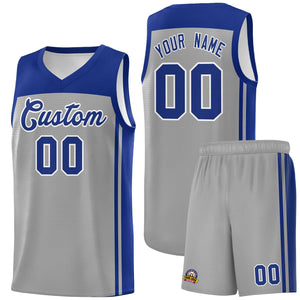 Custom Grey Navy Classic Sets Sports Uniform Basketball Jersey