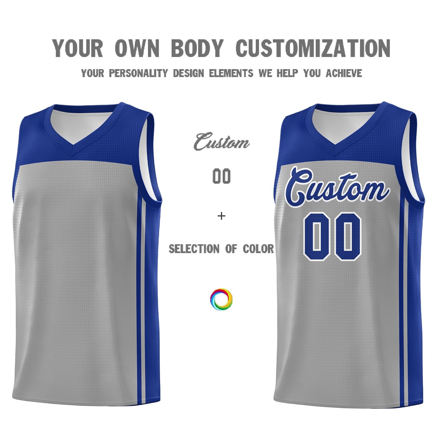 Custom Grey Navy Classic Sets Sports Uniform Basketball Jersey