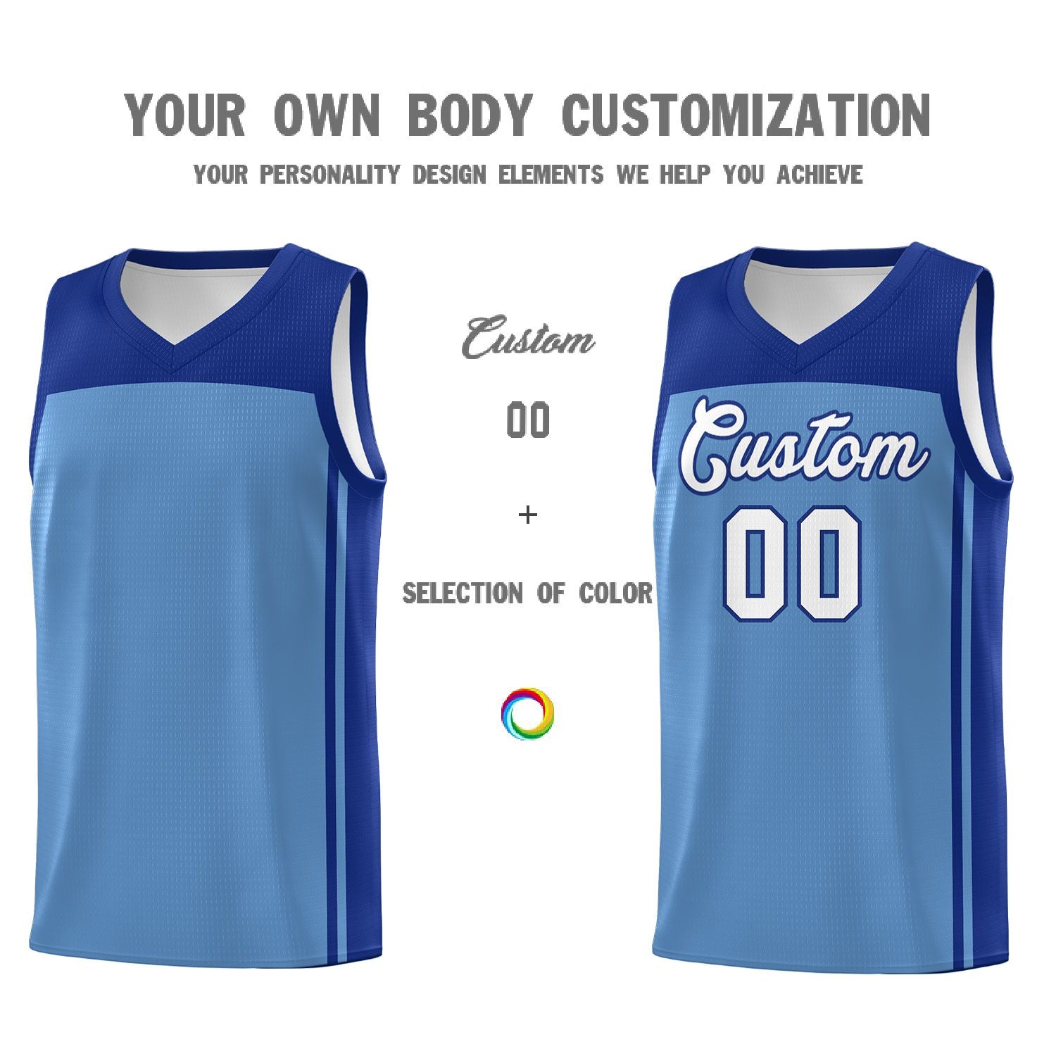 Custom Light Blue Royal Classic Sets Sports Uniform Basketball Jersey