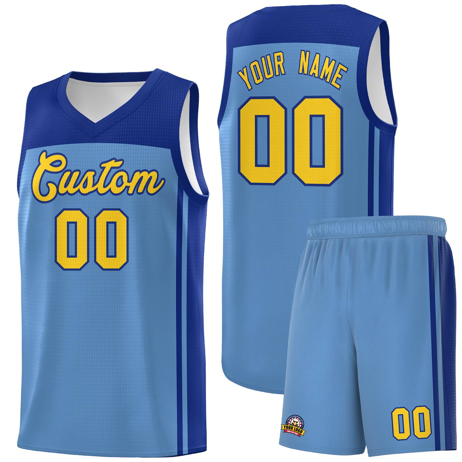 Custom Light Blue Royal Classic Sets Sports Uniform Basketball Jersey