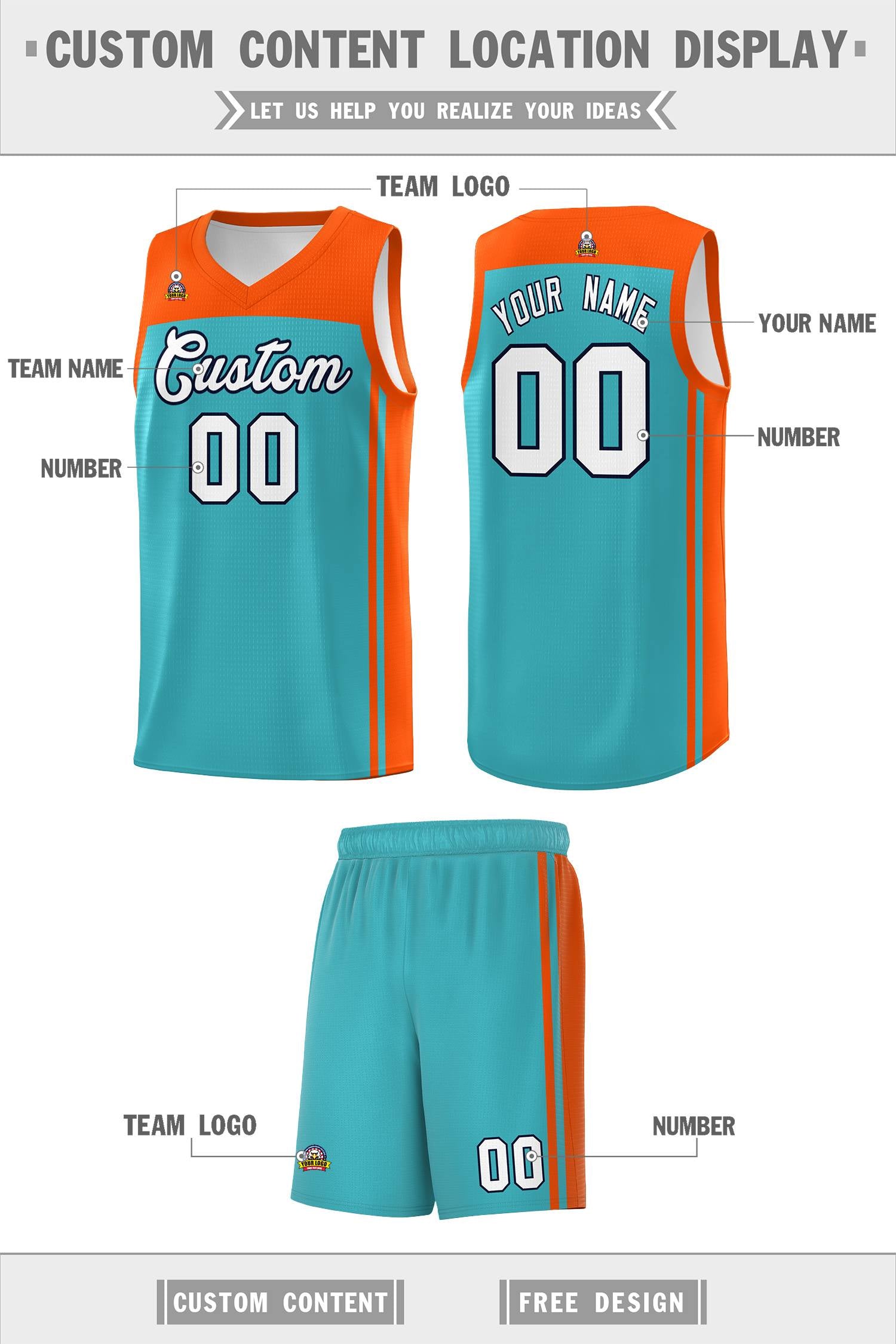 Custom Bright Green Orange Classic Sets Sports Uniform Basketball Jersey