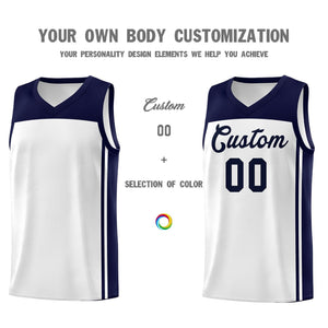 Custom White Navy Classic Sets Sports Uniform Basketball Jersey