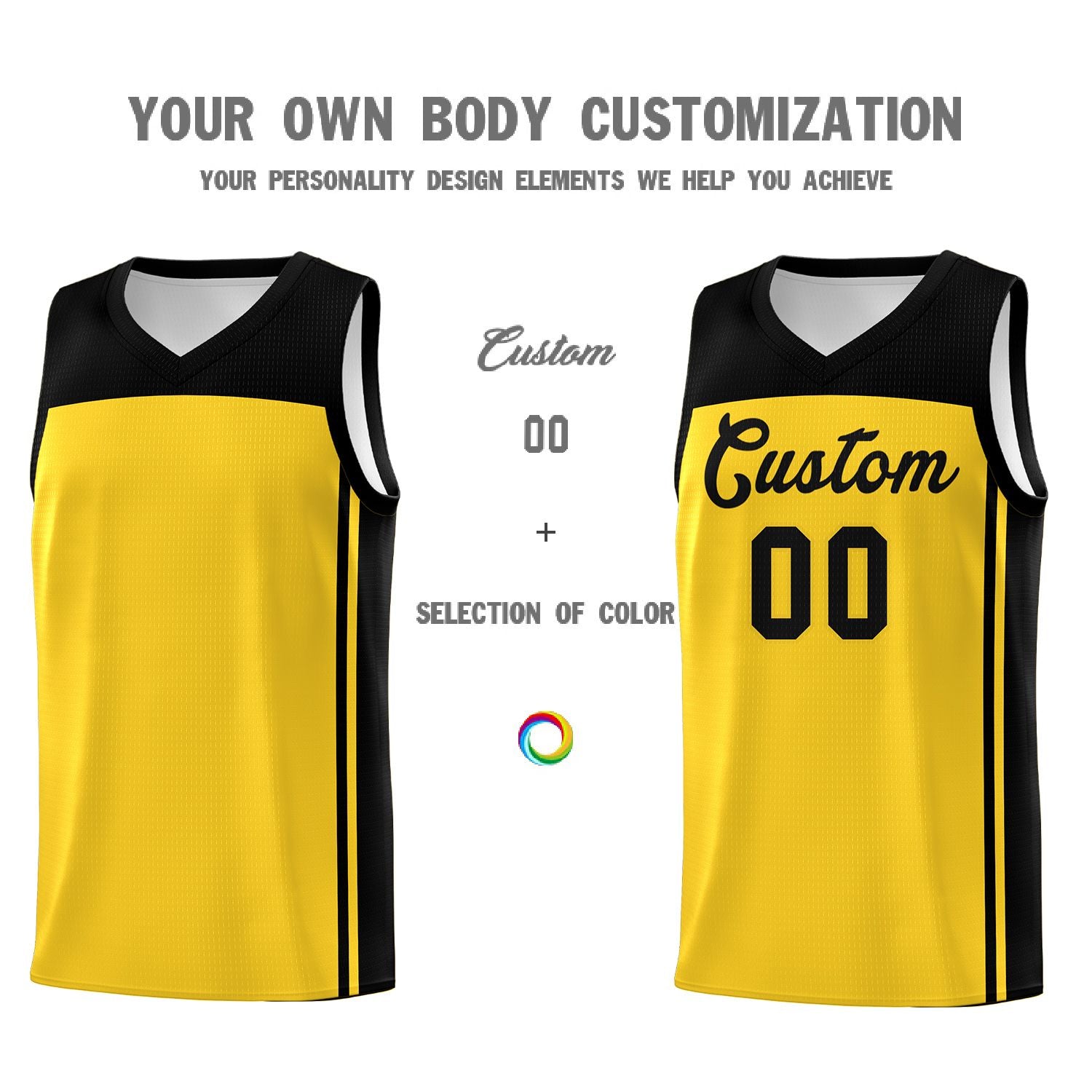 Custom Gold Black Classic Sets Sports Uniform Basketball Jersey