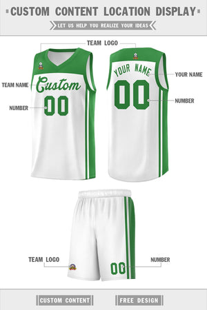 Custom White Kelly Green Classic Sets Sports Uniform Basketball Jersey