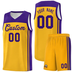 Custom Yellow Purple Classic Sets Sports Uniform Basketball Jersey