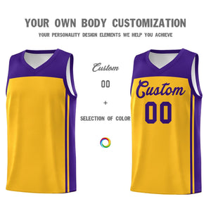 Custom Yellow Purple Classic Sets Sports Uniform Basketball Jersey