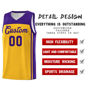 Custom Yellow Purple Classic Sets Sports Uniform Basketball Jersey