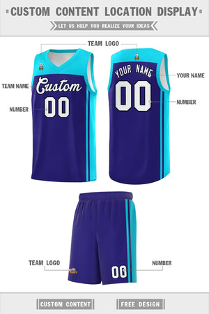 Custom Purple Sky Blue Classic Sets Sports Uniform Basketball Jersey