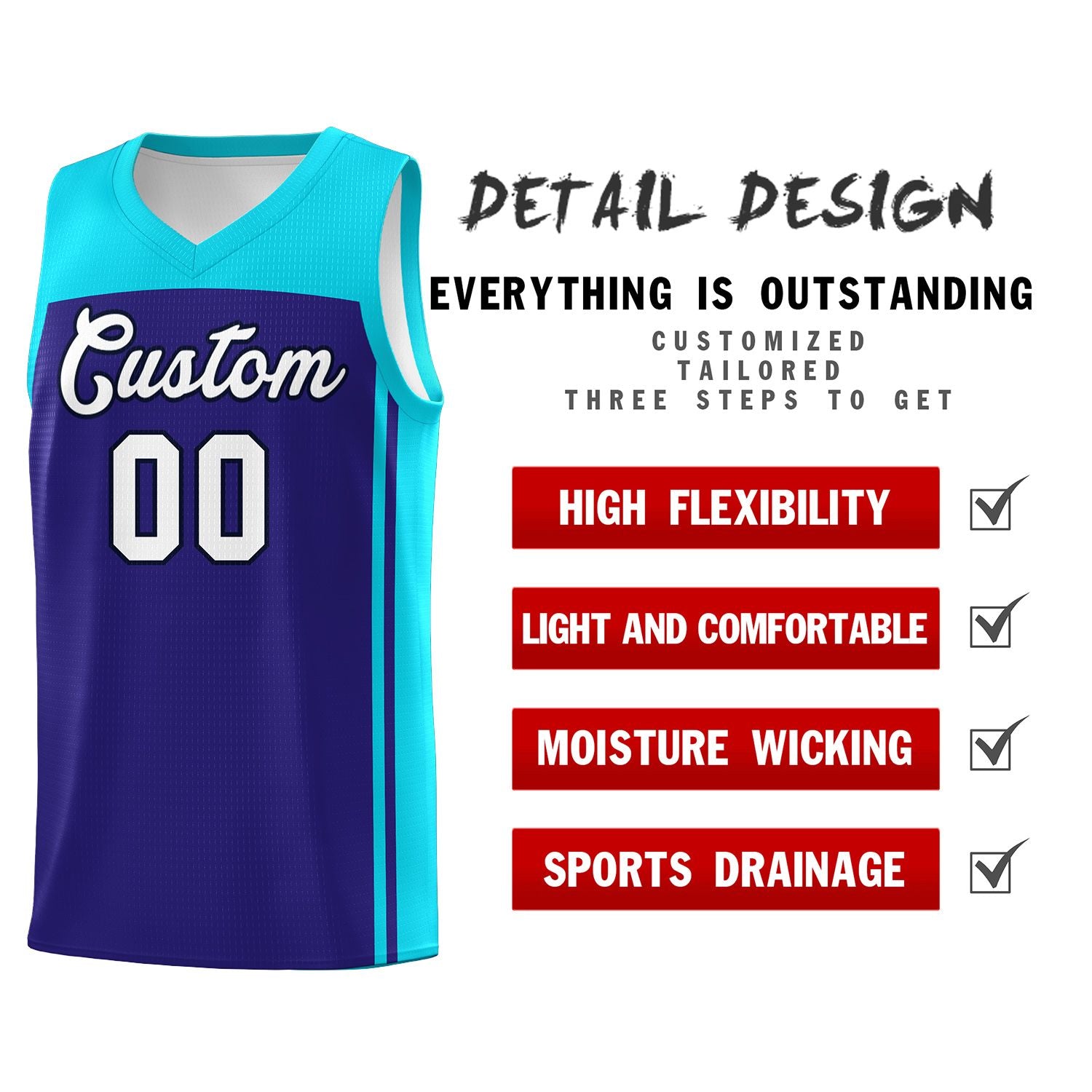 Custom Purple Sky Blue Classic Sets Sports Uniform Basketball Jersey