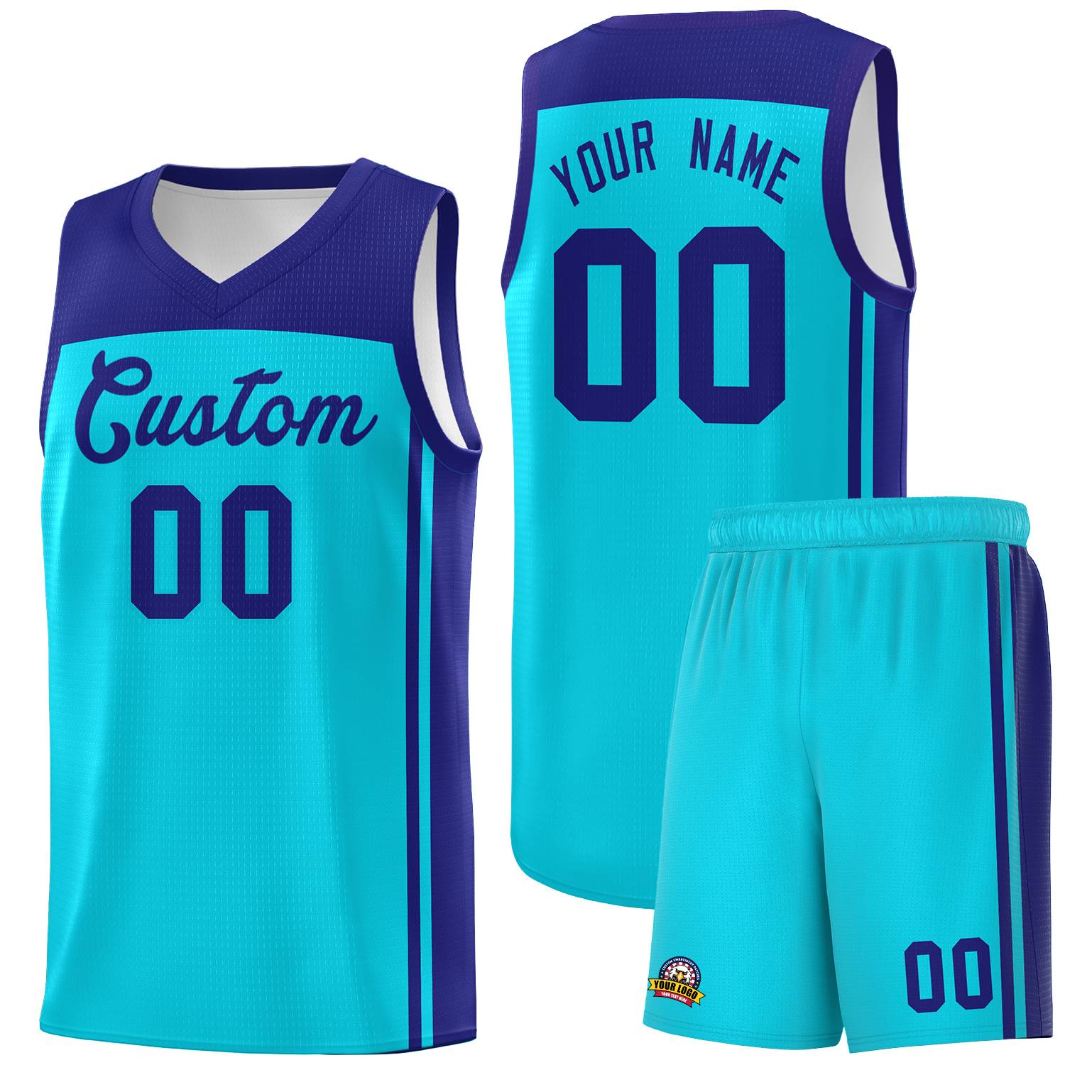 Custom Sky Blue Purple Classic Sets Sports Uniform Basketball Jersey