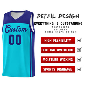 Custom Sky Blue Purple Classic Sets Sports Uniform Basketball Jersey