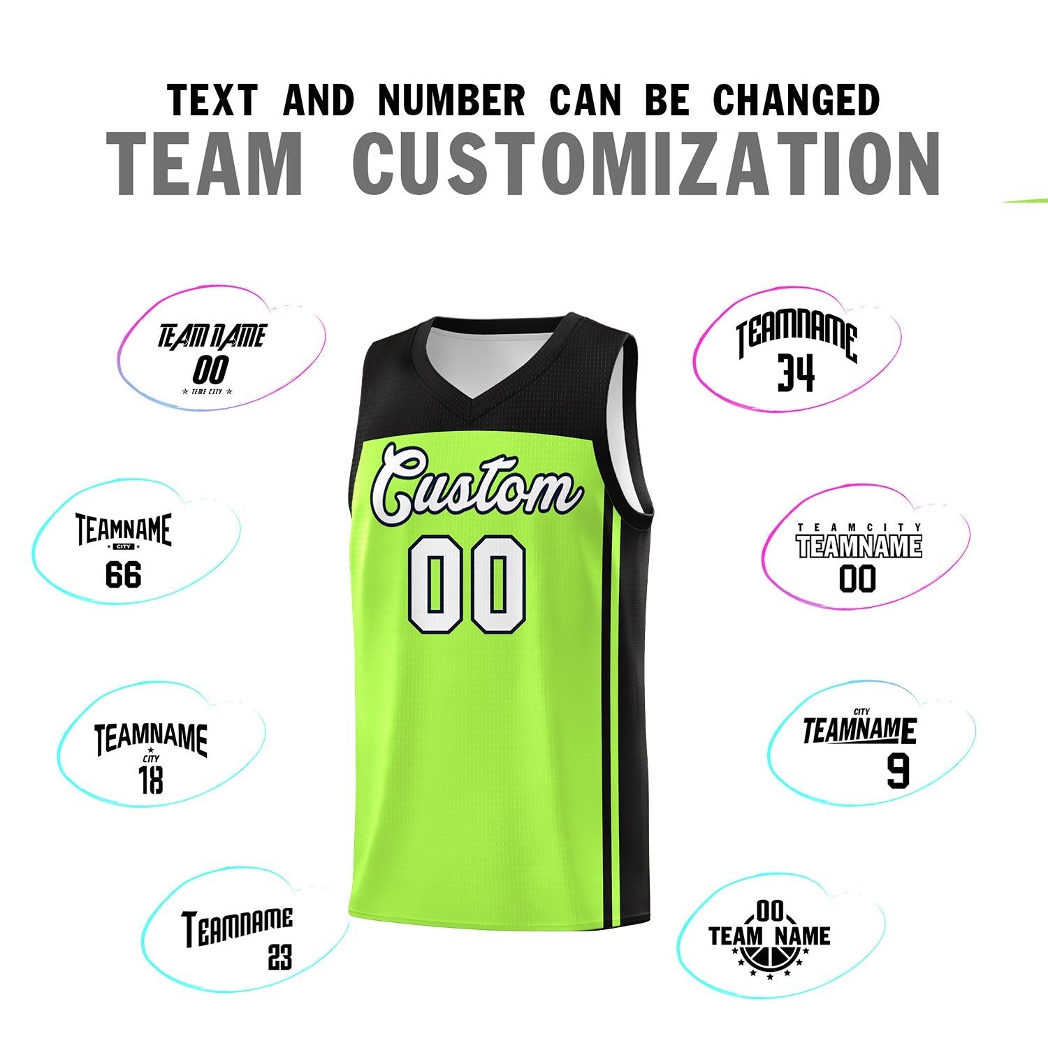 Custom Neon Green Black Classic Sets Sports Uniform Basketball Jersey