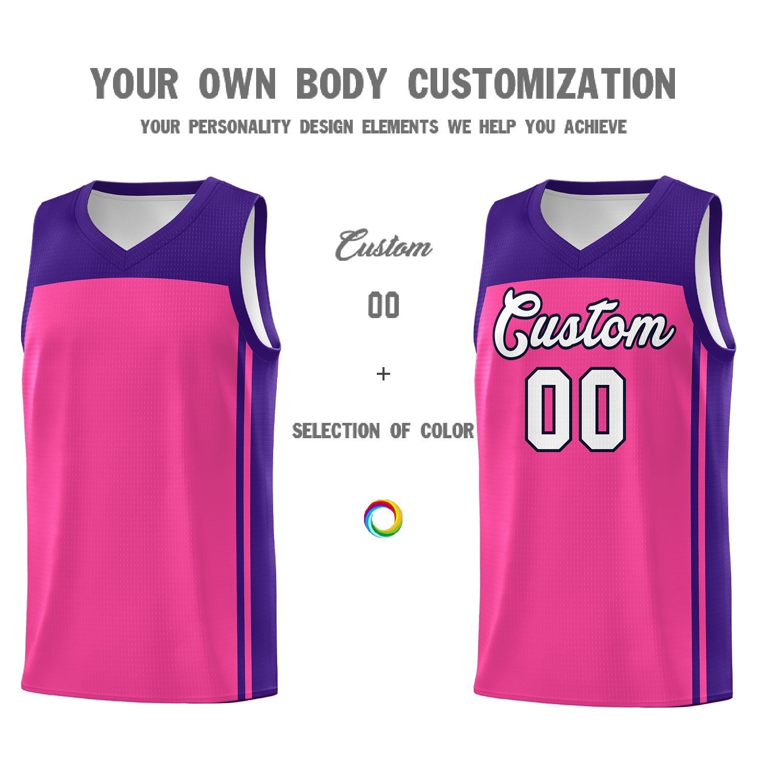 Custom Pink Purple Classic Sets Sports Uniform Basketball Jersey