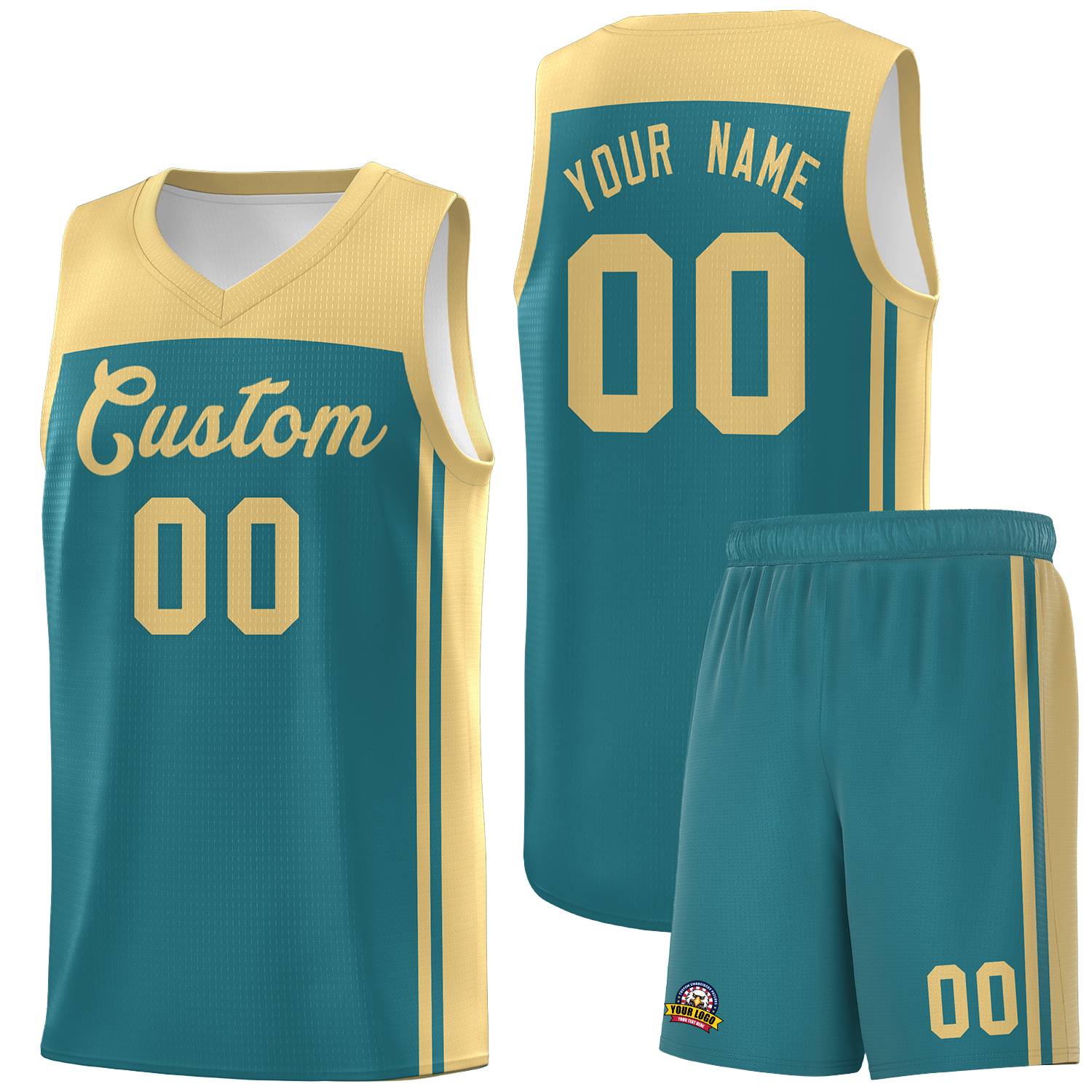 Custom Aqua Khaki Classic Sets Sports Uniform Basketball Jersey