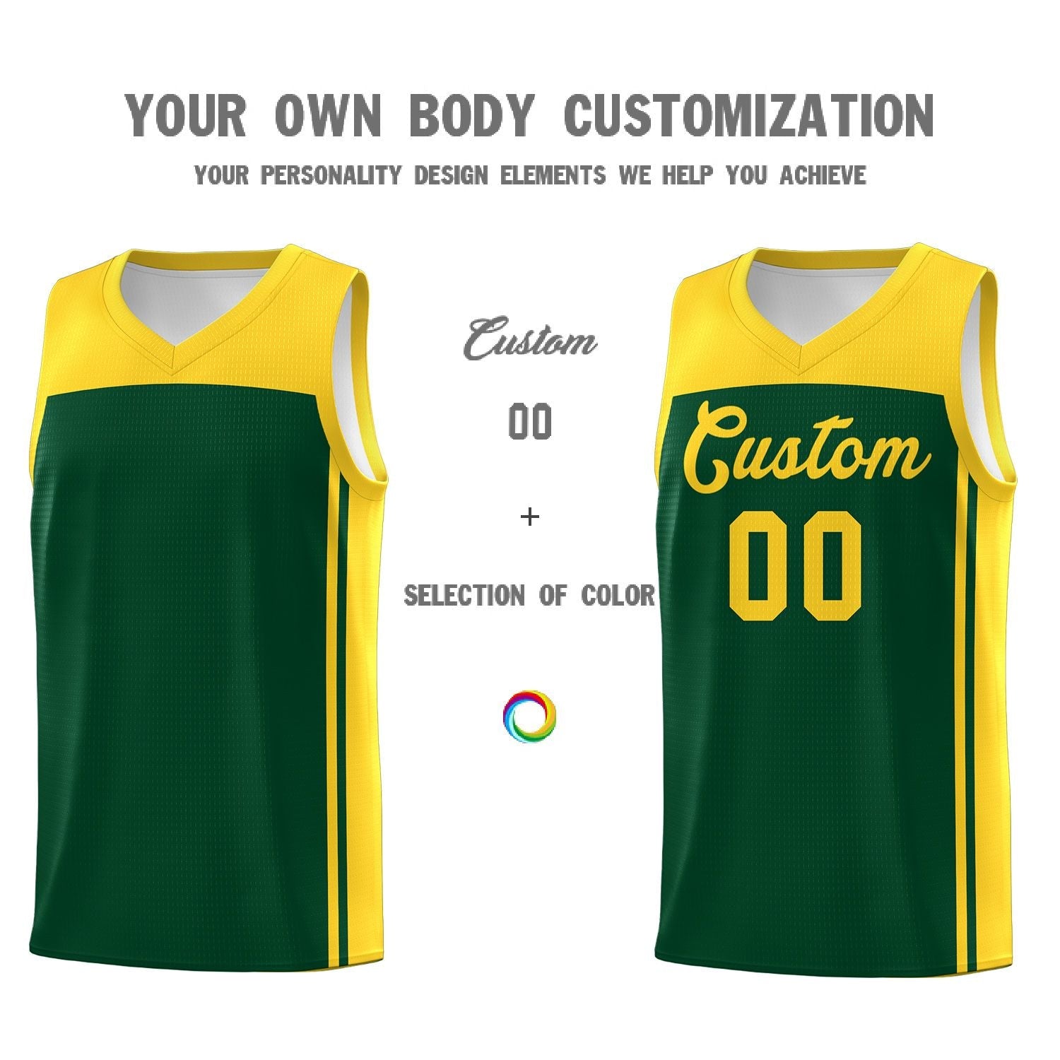 Custom Green Gold Classic Sets Sports Uniform Basketball Jersey