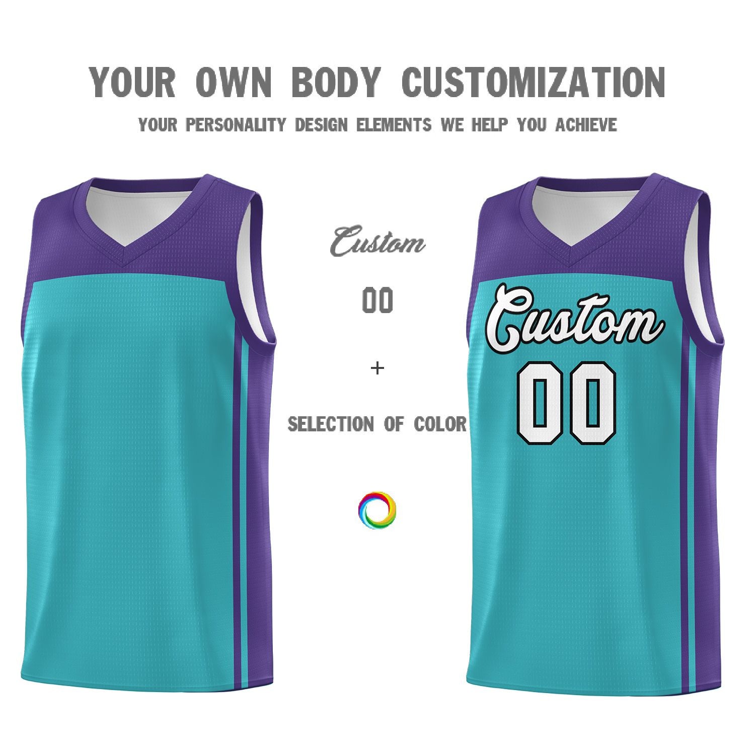 Custom Aqua Purple Classic Sets Sports Uniform Basketball Jersey