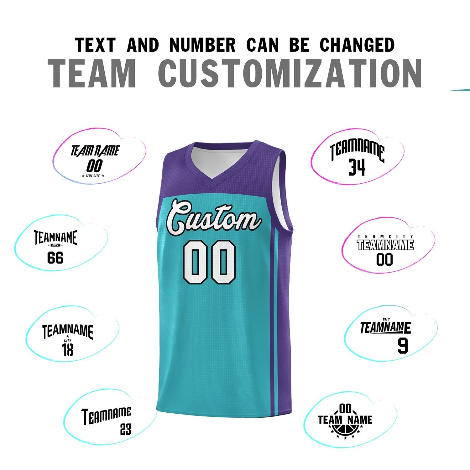 Custom Aqua Purple Classic Sets Sports Uniform Basketball Jersey