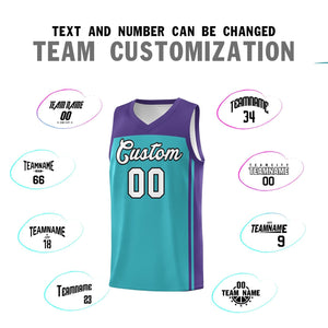 Custom Aqua Purple Classic Sets Sports Uniform Basketball Jersey