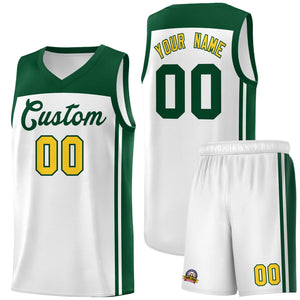 Custom White Green Classic Sets Sports Uniform Basketball Jersey