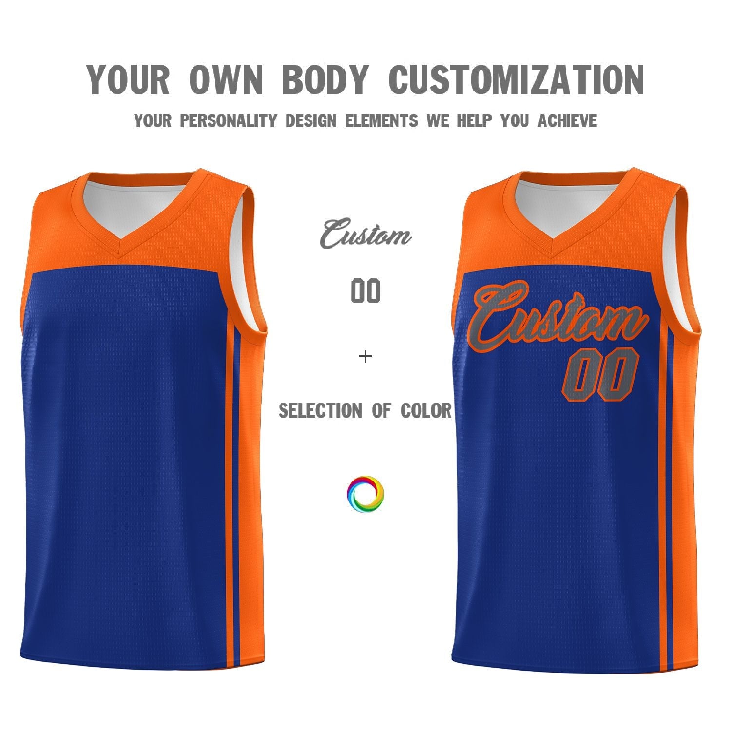 Custom Royal Orange Classic Sets Sports Uniform Basketball Jersey